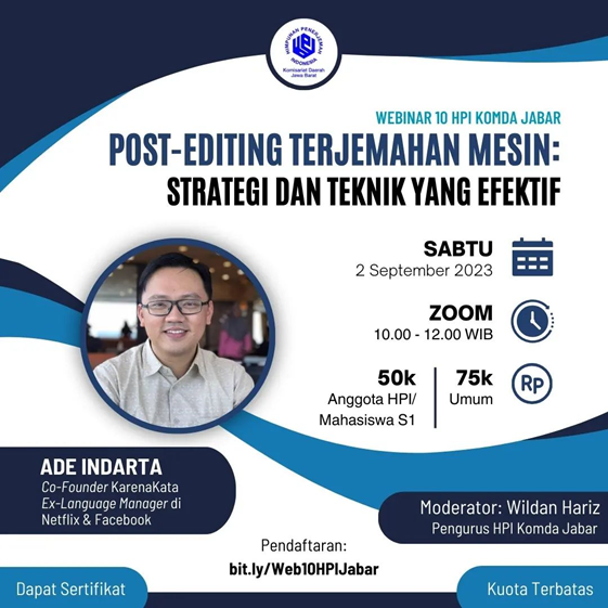 Laporan Pandangan Mata Webinar Ke Komda Jabar Post Editing Terjemahan Mesin Strategi Dan